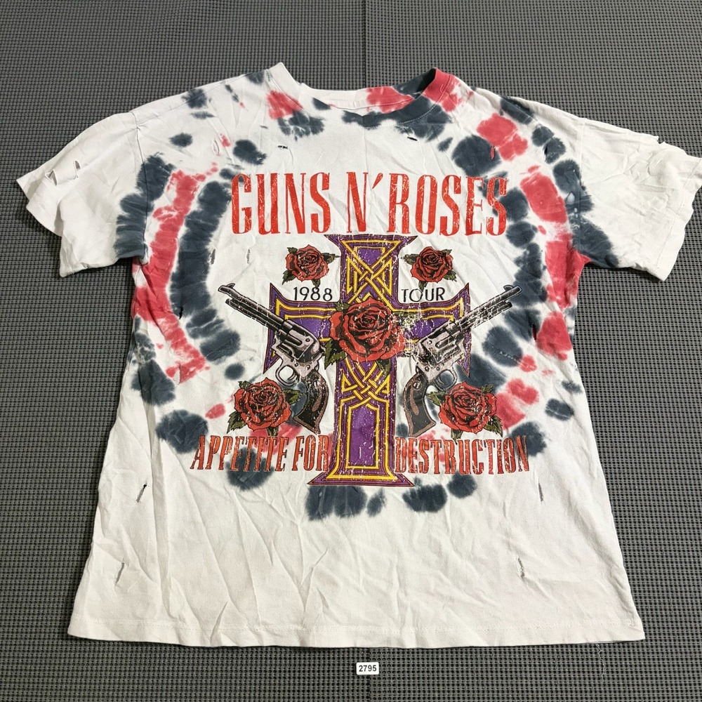 Guns N' Roses Appetite For Destruction Tie Dye Distressed T-Shirt Size S